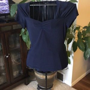 Blue square necked top